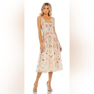 Mac Duggal Ivory Multi Floral Beaded Dress - 12, NWT